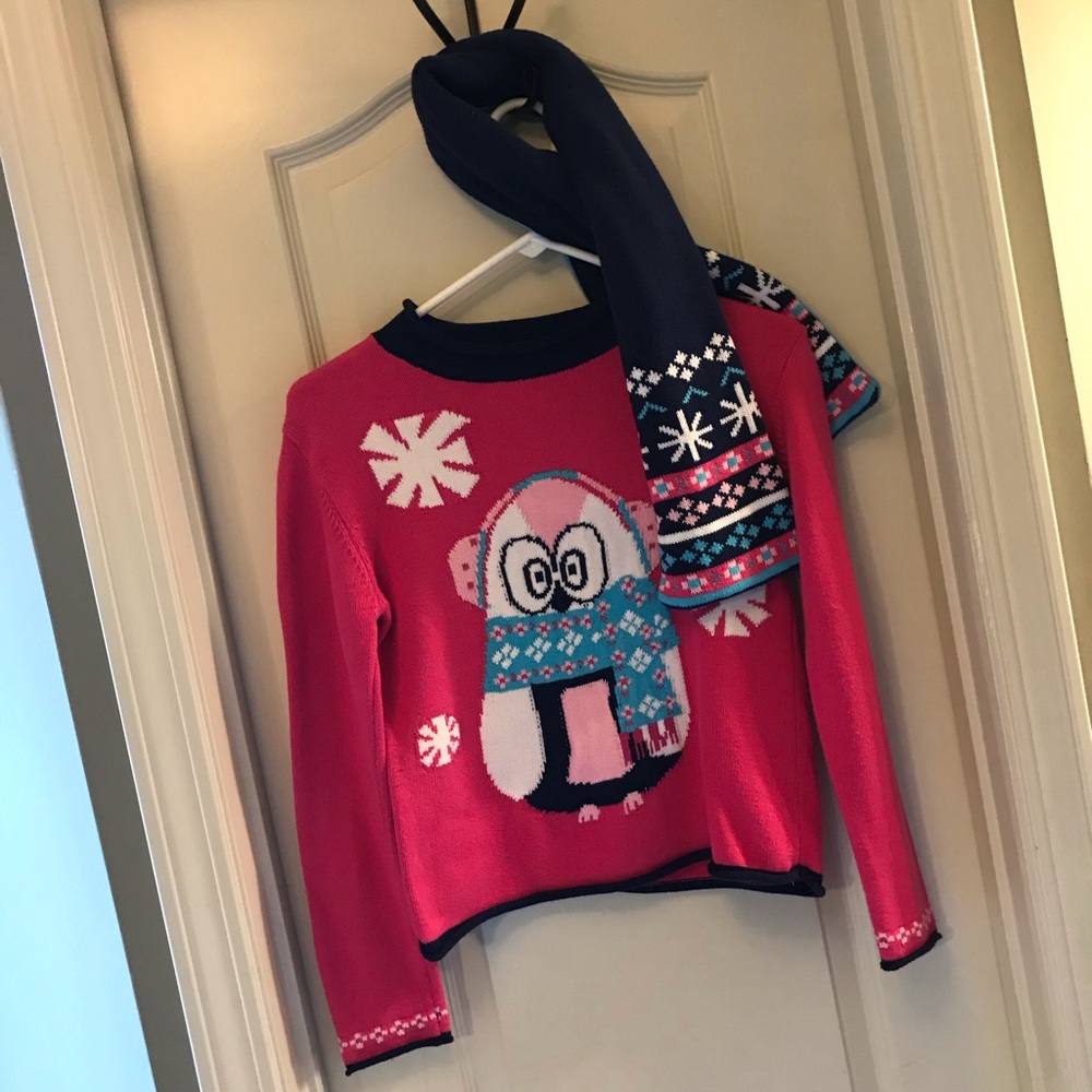Adorable Girl Sweater with Matching Scarf Sz 10/12